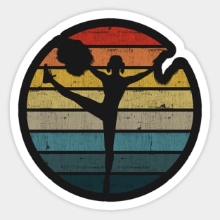 Cheerleader Silhouette On A Distressed Retro Sunset product Sticker